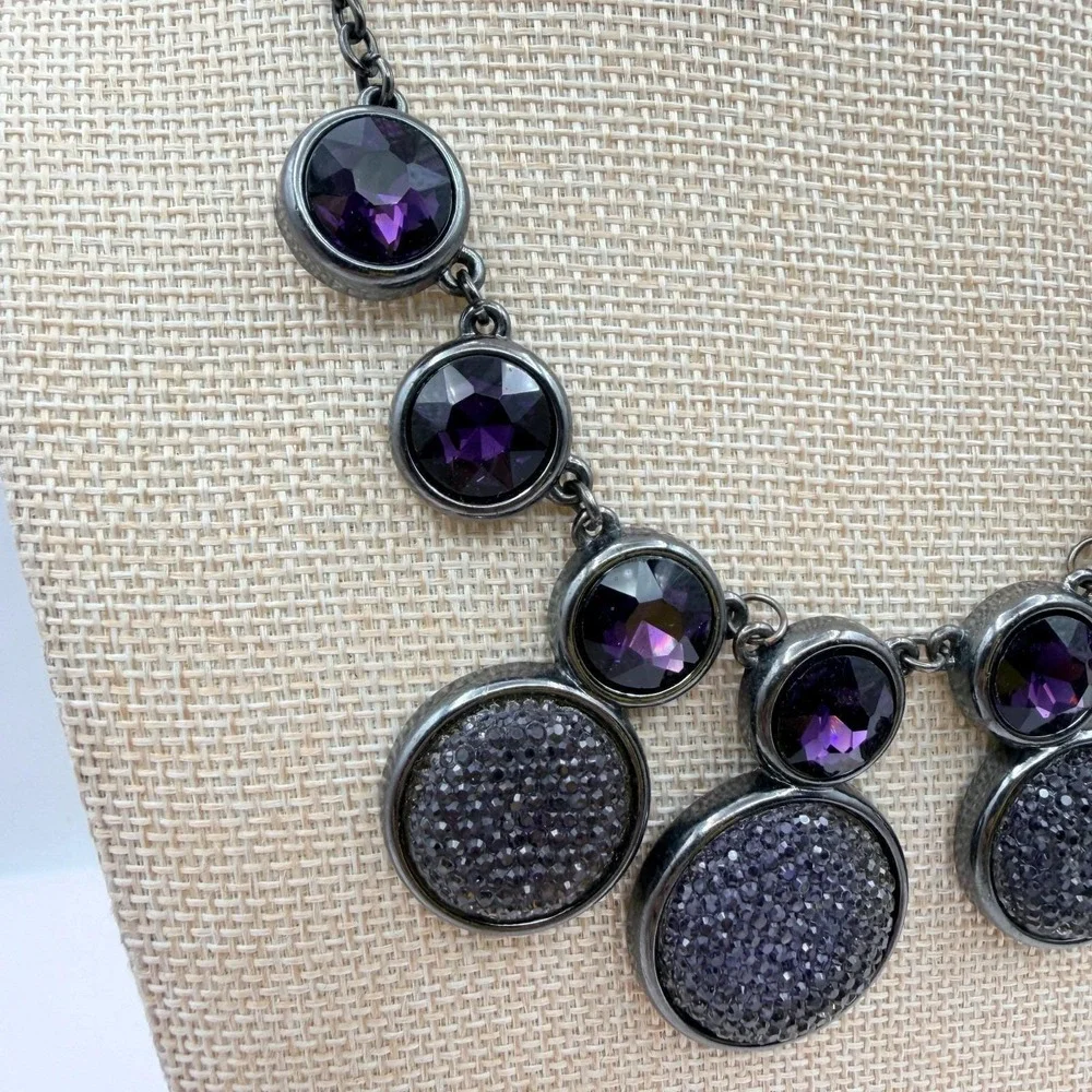 Vintage Y2K‎ Gunmetal Tone Bib Necklace Statement Boho Women's Classic Jewelry
